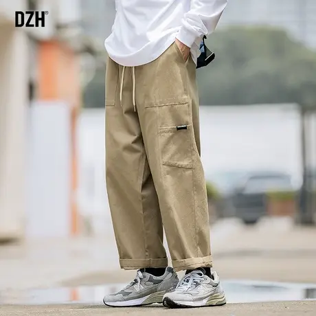 男士卡其色工装裤男春秋纯棉直筒宽松休闲裤子男款2024新款阔腿裤商品大图