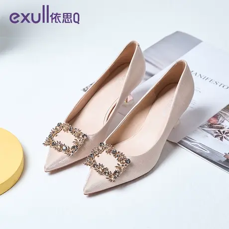 【商场同款】依思q高跟鞋女细跟气质女神范水钻高级感法式婚鞋女图片