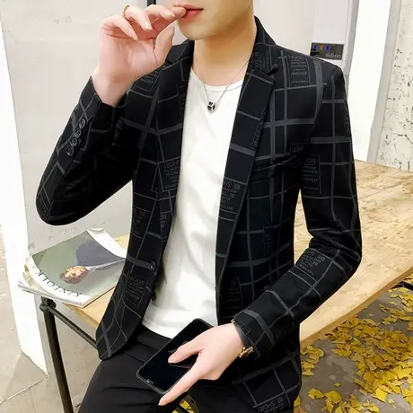 休闲男士小西装韩版个性英伦西服外套青年发型师潮流单西上衣秋装商品大图