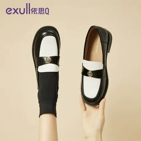 exull/依思Q2024年春秋季新款百搭女鞋韩版风浅口拼接女浅口单鞋商品大图