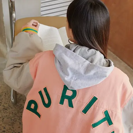 omont蛋挞家 复古短款刺绣棒球服棉衣外套女宽松bf夹克棉服秋冬季商品大图