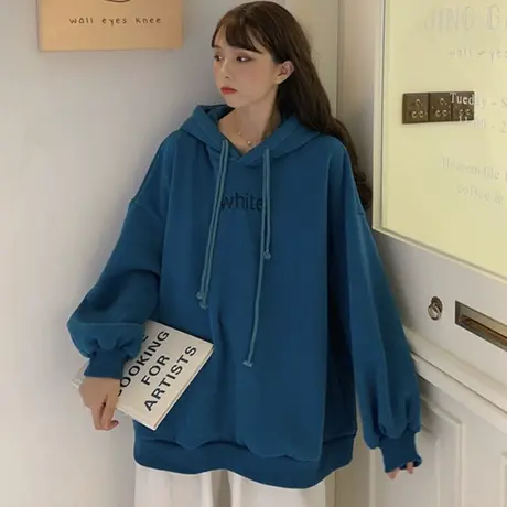 waitmore超火卫衣女秋冬百搭宽松韩版chic港味加绒加厚外套潮ins图片