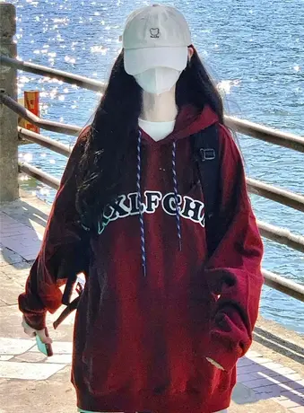 美式复古hiphop潮牌卫衣女春秋宽松ins慵懒风bf薄款oversize外套商品大图