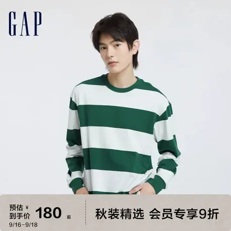 Gap男女装秋季2023新款纯棉宽松运动圆领长袖T恤810493休闲上衣图片