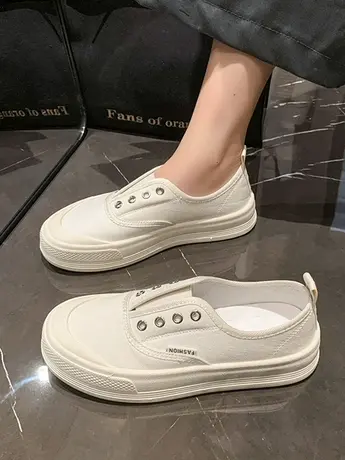 小众原创懒人帆布鞋女2023年夏季新款女鞋薄款一脚蹬布鞋百搭板鞋商品大图