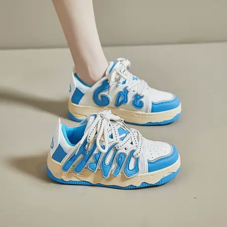 小众韩版高街款字母面包鞋女2023秋季新款学生INS百搭运动板鞋子商品大图