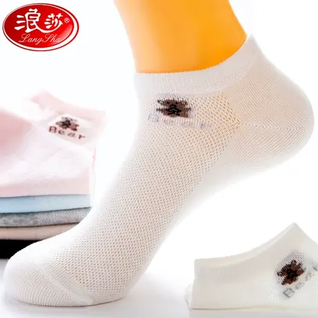 浪莎袜子女纯棉船袜春夏季薄款防滑不掉跟学生卡通可爱短筒浅口袜商品大图