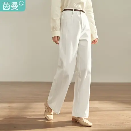 【商场同款】茵曼2023春女装新款休闲直筒显瘦高腰通勤九分裤子图片