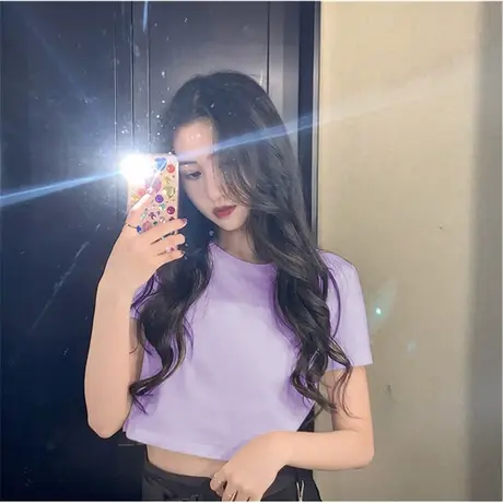 2023年春夏季新款女装设计感小众短款上衣服ins潮白色短装短袖t恤商品大图