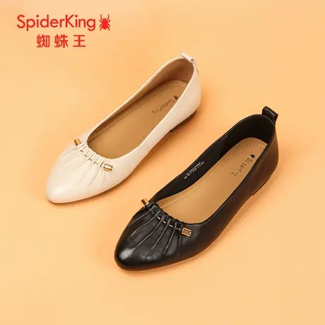 SPIDER KING/蜘蛛王单鞋女2024秋商场新款羊皮尖头浅口平底不累脚商品大图