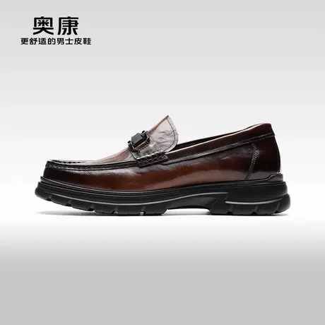 【门店发货】AOKANG奥康秋季新款商务乐福鞋男真皮舒适豆豆鞋商品大图