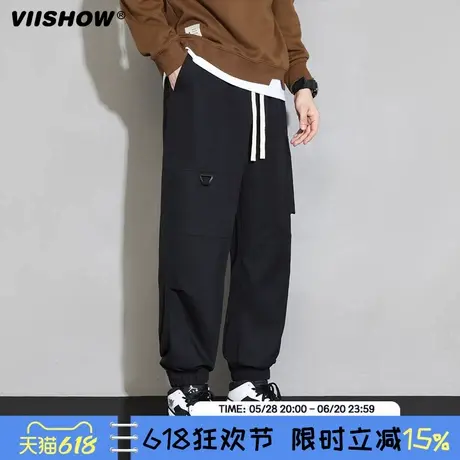 VIISHOW工装裤子男宽松束脚休闲运动裤宽松直筒垂感阔腿运动卫裤商品大图