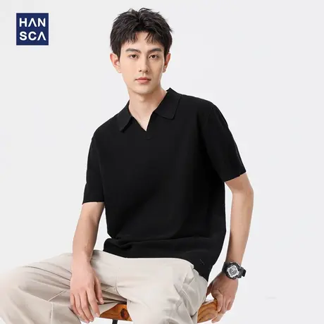 hansca美式纯色POLO衫短袖男2025年夏季潮牌270g重磅宽松休闲上衣商品大图