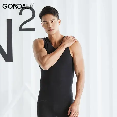 2024秋冬新款无痕保暖背心男士冬季锁温简约发热羊绒条纹男背心暖商品大图