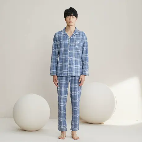 秋鹿【清仓仅剩XXXL】男士纯棉睡衣春秋款休闲家居服秋冬薄款大码商品大图