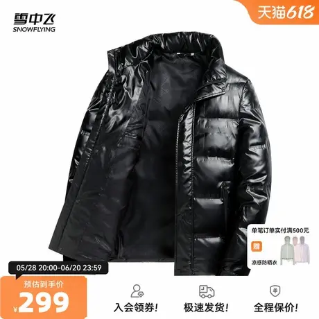 雪中飞2025秋新款男士爸爸款短款立领羽绒服商务休闲纯色百搭商品大图