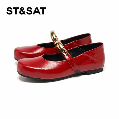 星期六真皮玛丽珍鞋2025新款一字带柔软不累脚平底单鞋SSD3111516商品大图