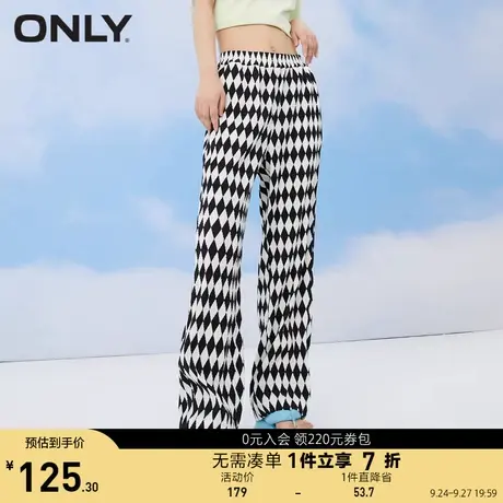 ONLY奥莱夏季气质宽松菱形棋盘格阔腿长款休闲裤女商品大图