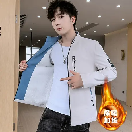外套男士2023春秋季百搭立领日系休闲夹克韩版潮流帅气男装上衣服商品大图