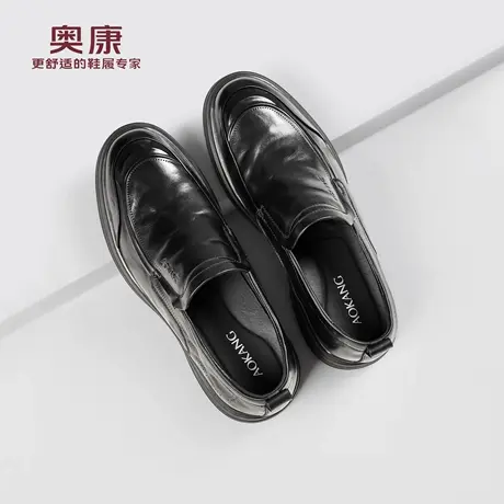 奥康男鞋2025秋季新款商务休闲皮鞋一脚蹬真皮舒适中老年爸爸皮鞋商品大图