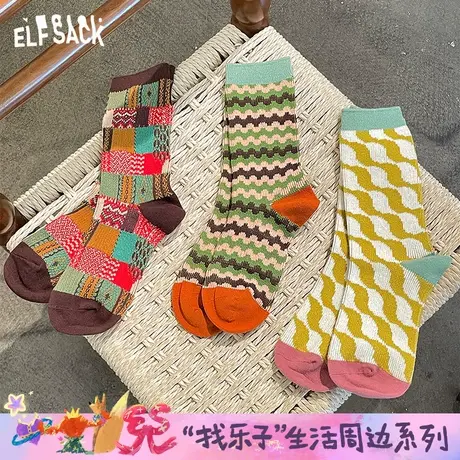 妖精的口袋复古多巴胺中筒袜2025年新款设计感百搭ins潮小众袜子商品大图