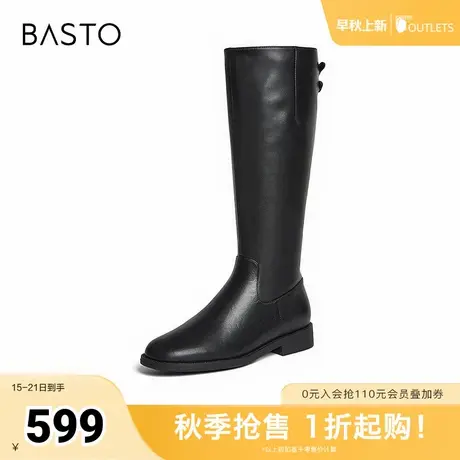 百思图2025冬季新款骑士靴时尚潮流街头粗跟女长靴AX211DG5商品大图
