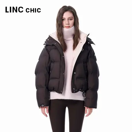LINCCHIC金羽杰2025年冬季新款羽绒服落肩围裹感连帽羽绒服女1188商品大图