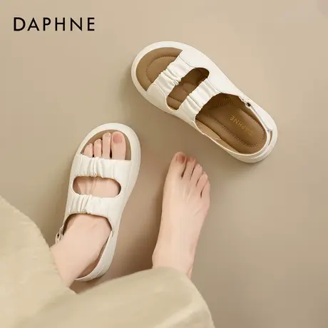 达芙妮凉鞋女2025新款夏季外穿法式配裙子露趾厚底增高沙滩凉拖鞋图片