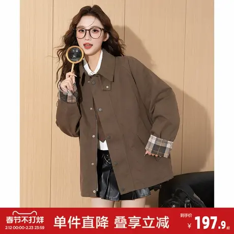 唐狮秋季外套女生巴恩风高级感时尚小个子风衣翻领夹克女装yc图片