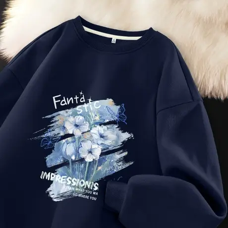 ZR真维斯卫衣女2023新款春秋季爆款圆领宽松时尚设计感女上衣外套图片