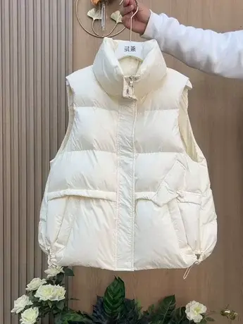 2023秋冬新款欧货立领羽绒马甲女外搭宽松无袖背心面包服外套马夹图片