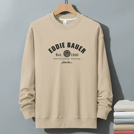 350g重磅摇粒绒卫衣男秋冬款加绒加厚长袖t恤保暖无帽圆领上衣服商品大图