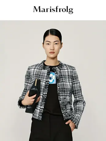 【言选好物】玛丝菲尔春装新款法式名媛小香女士格子短外套商品大图