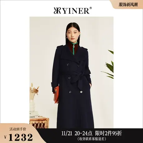 YINER音儿线上专选女装冬季长款外套澳洲美丽奴羊毛双面呢大衣商品大图