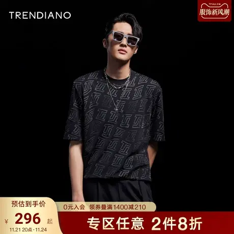 TRENDIANO官方潮牌男装夏季新款男士时尚休闲圆领字母印花短袖T恤商品大图