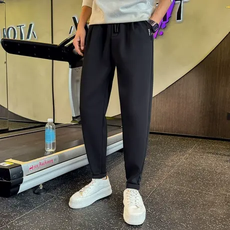 加绒男裤冬季2023新款纯色宽松直筒哈伦小西裤潮牌加厚冬款休闲裤图片