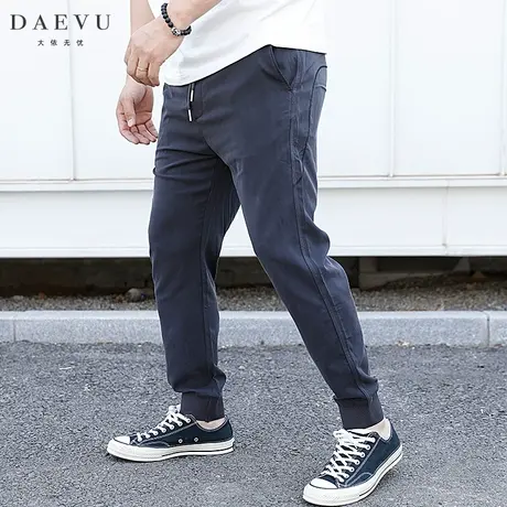 夏新款灰色铜氨丝薄料大号潮胖子束脚弹力加肥加大码男士休闲裤商品大图