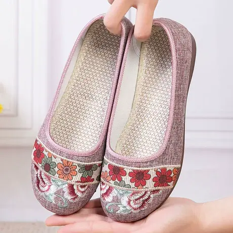 老北京布鞋软底女妈妈春夏中老年平底防滑太太绣花鞋女轻便老人鞋商品大图