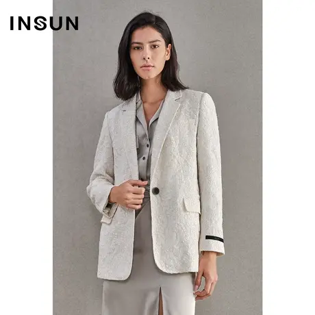 恩裳春季重工蕾丝提花肌理感轻西外套图片