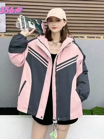 派克服羽绒服女2023冬季新款收腰显瘦女中长款连帽冲锋衣流行外套商品大图