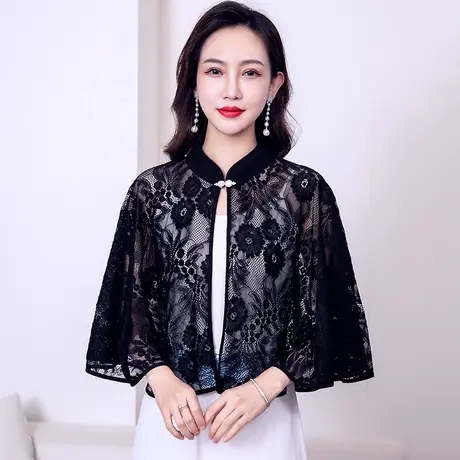 蕾丝防晒小披肩夏季配裙子银扣蕾丝小外套披风配裙子妈妈斗篷商品大图