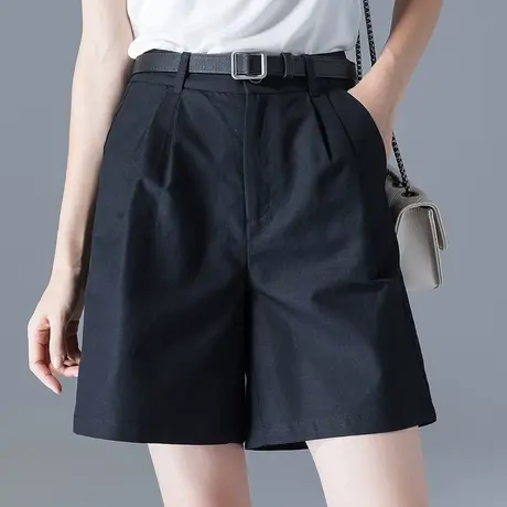 棉麻西装短裤女夏薄款阔腿a字五分冰丝亚麻女裤夏季休闲直筒中裤图片