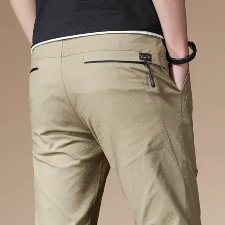 春秋款秋季男裤子2023新款潮男士休闲长裤夏季薄款卡其色中年爸爸商品大图