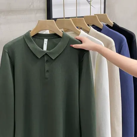 轻奢上衣polo衫翻领毛衣男打底针织衫修身秋冬季厚款2023新款外套商品大图