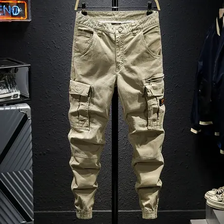 工装束脚裤潮男士春秋款修身休闲裤男裤潮牌裤子男长裤cargo学生商品大图