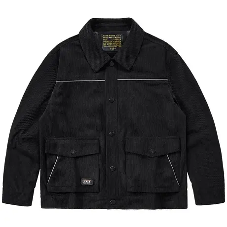 VIP灯芯绒工装外套男2024新款春秋宽松日系复古翻领休闲夹克潮流商品大图