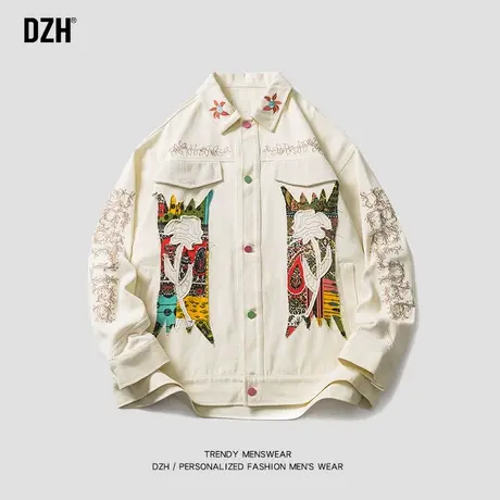 男士设计感高街刺绣夹克男春秋款情侣休闲纯棉外套潮牌痞帅炸街男商品大图