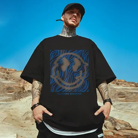 高街短袖t恤大码男装纯棉宽松欧美夏季oversize美式上衣服ins潮牌商品大图