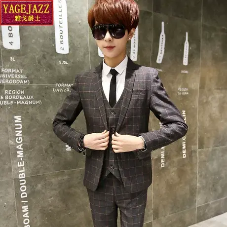 青少年男士小西服套装韩版修身西装三件套婚礼新郎伴郎礼服潮学生图片