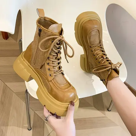 复古小众设计感马丁靴女春秋薄款2023新款时尚百搭炸街瘦瘦工装靴图片